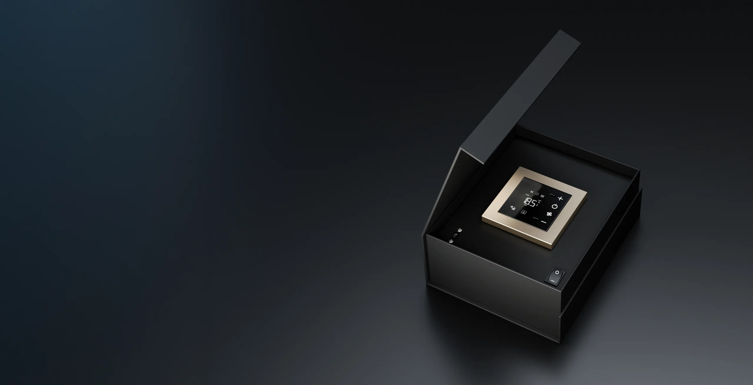 Style Box CLIMA aperta con un termostato CLIMA all’interno